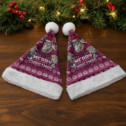 Brisbane Broncos Christmas Santa Hat Australian Rugby Fans - Pixelated Ugly Xmas Pattern Mascot Santa