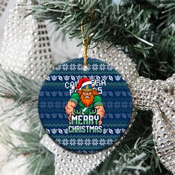 Canberra Raiders Christmas Ceramic Ornament Australian Rugby Fans - Pixelated Ugly Xmas Pattern Mascot Santa