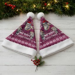 Brisbane Broncos Christmas Santa Hat Australian Rugby Fans - Pixelated Ugly Xmas Pattern Mascot Santa