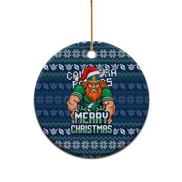 Canberra Raiders Christmas Ceramic Ornament Australian Rugby Fans - Pixelated Ugly Xmas Pattern Mascot Santa