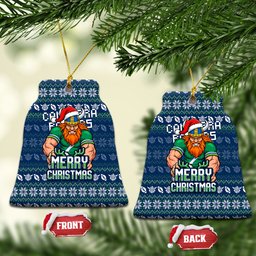 Canberra Raiders Christmas Ceramic Ornament Australian Rugby Fans - Pixelated Ugly Xmas Pattern Mascot Santa