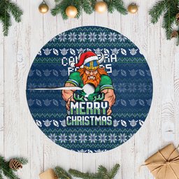 Canberra Raiders Christmas Tree Skirt Australian Rugby Fans - Pixelated Ugly Xmas Pattern Mascot Santa
