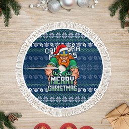 Canberra Raiders Christmas Tree Skirt Australian Rugby Fans - Pixelated Ugly Xmas Pattern Mascot Santa