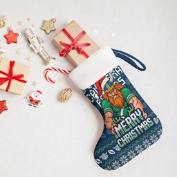 Canberra Raiders Christmas Stocking Australian Rugby Fans - Pixelated Ugly Xmas Pattern Mascot Santa