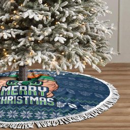 Canberra Raiders Christmas Tree Skirt Australian Rugby Fans - Pixelated Ugly Xmas Pattern Mascot Santa