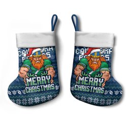 Canberra Raiders Christmas Stocking Australian Rugby Fans - Pixelated Ugly Xmas Pattern Mascot Santa