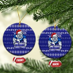 Canterbury Bulldogs Christmas Ceramic Ornament Australian Rugby Fans - Pixelated Ugly Xmas Pattern Mascot Santa