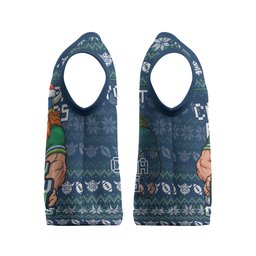 Personalized Canberra Raiders Christmas Knitted V-Neck Vest Australian Rugby Fans - Pixelated Ugly Xmas Pattern Mascot Santa