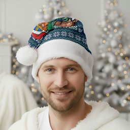 Canberra Raiders Christmas Santa Hat Australian Rugby Fans - Pixelated Ugly Xmas Pattern Mascot Santa