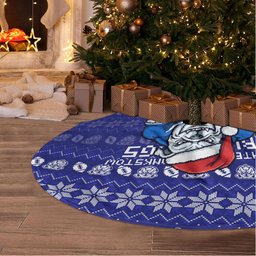 Canterbury Bulldogs Christmas Tree Skirt Australian Rugby Fans - Pixelated Ugly Xmas Pattern Mascot Santa