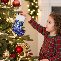 Canterbury Bulldogs Christmas Stocking Australian Rugby Fans - Pixelated Ugly Xmas Pattern Mascot Santa