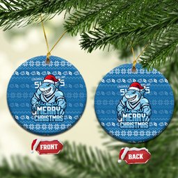 Cronulla Sharks Christmas Ceramic Ornament Australian Rugby Fans - Pixelated Ugly Xmas Pattern Mascot Santa