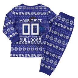 Personalized Canterbury Bulldogs Christmas Pajama Set Australian Rugby Fans - Pixelated Ugly Xmas Pattern Mascot Santa