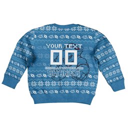 Personalized Cronulla Sharks Christmas Kid Ugly Christmas Sweater Australian Rugby Fans - Pixelated Ugly Xmas Pattern Mascot Santa