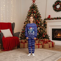Personalized Canterbury Bulldogs Christmas Pajama Set Australian Rugby Fans - Pixelated Ugly Xmas Pattern Mascot Santa