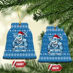 Cronulla Sharks Christmas Ceramic Ornament Australian Rugby Fans - Pixelated Ugly Xmas Pattern Mascot Santa