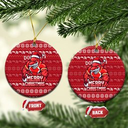 Dolphins Christmas Ceramic Ornament Australian Rugby Fans - Pixelated Ugly Xmas Pattern Mascot Santa