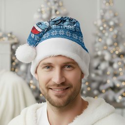 Cronulla Sharks Christmas Santa Hat Australian Rugby Fans - Pixelated Ugly Xmas Pattern Mascot Santa