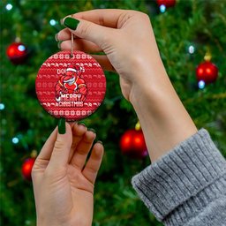 Dolphins Christmas Ceramic Ornament Australian Rugby Fans - Pixelated Ugly Xmas Pattern Mascot Santa