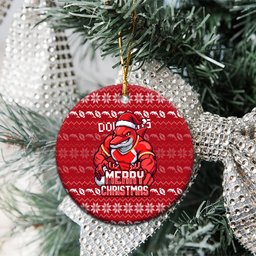 Dolphins Christmas Ceramic Ornament Australian Rugby Fans - Pixelated Ugly Xmas Pattern Mascot Santa