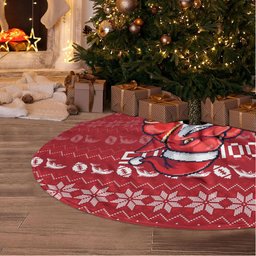 Dolphins Christmas Tree Skirt Australian Rugby Fans - Pixelated Ugly Xmas Pattern Mascot Santa
