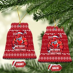 Dolphins Christmas Ceramic Ornament Australian Rugby Fans - Pixelated Ugly Xmas Pattern Mascot Santa