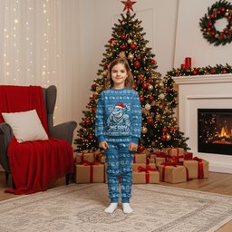 Personalized Cronulla Sharks Christmas Pajama Set Australian Rugby Fans - Pixelated Ugly Xmas Pattern Mascot Santa