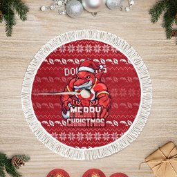Dolphins Christmas Tree Skirt Australian Rugby Fans - Pixelated Ugly Xmas Pattern Mascot Santa