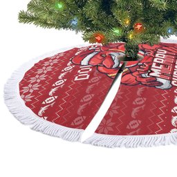 Dolphins Christmas Tree Skirt Australian Rugby Fans - Pixelated Ugly Xmas Pattern Mascot Santa