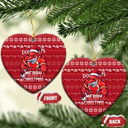 Dolphins Christmas Ceramic Ornament Australian Rugby Fans - Pixelated Ugly Xmas Pattern Mascot Santa