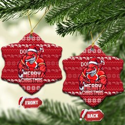 Dolphins Christmas Ceramic Ornament Australian Rugby Fans - Pixelated Ugly Xmas Pattern Mascot Santa