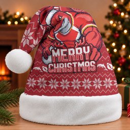 Dolphins Christmas Santa Hat Australian Rugby Fans - Pixelated Ugly Xmas Pattern Mascot Santa