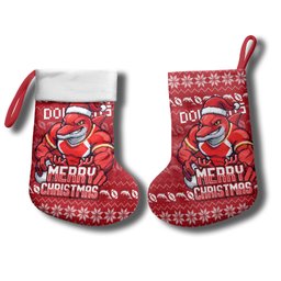 Dolphins Christmas Stocking Australian Rugby Fans - Pixelated Ugly Xmas Pattern Mascot Santa