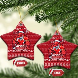 Dolphins Christmas Ceramic Ornament Australian Rugby Fans - Pixelated Ugly Xmas Pattern Mascot Santa