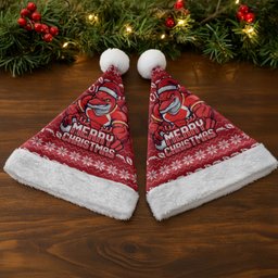 Dolphins Christmas Santa Hat Australian Rugby Fans - Pixelated Ugly Xmas Pattern Mascot Santa