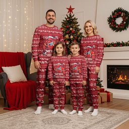 Personalized Dolphins Christmas Pajama Set Australian Rugby Fans - Pixelated Ugly Xmas Pattern Mascot Santa