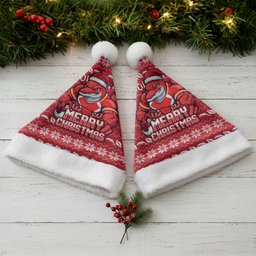 Dolphins Christmas Santa Hat Australian Rugby Fans - Pixelated Ugly Xmas Pattern Mascot Santa