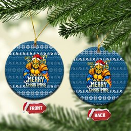 Gold Coast Titans Christmas Ceramic Ornament Australian Rugby Fans - Pixelated Ugly Xmas Pattern Mascot Santa