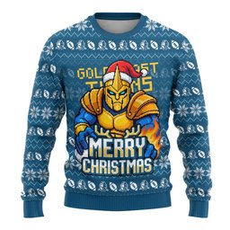 Personalized Gold Coast Titans Christmas Ugly Christmas Sweater Australian Rugby Fans - Pixelated Ugly Xmas Pattern Mascot Santa