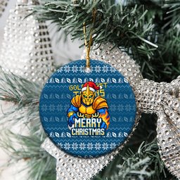 Gold Coast Titans Christmas Ceramic Ornament Australian Rugby Fans - Pixelated Ugly Xmas Pattern Mascot Santa