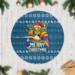 Gold Coast Titans Christmas Tree Skirt Australian Rugby Fans - Pixelated Ugly Xmas Pattern Mascot Santa