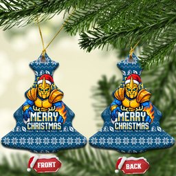 Gold Coast Titans Christmas Ceramic Ornament Australian Rugby Fans - Pixelated Ugly Xmas Pattern Mascot Santa