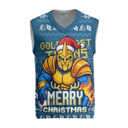 Personalized Gold Coast Titans Christmas Knitted V-Neck Vest Australian Rugby Fans - Pixelated Ugly Xmas Pattern Mascot Santa