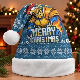 Gold Coast Titans Christmas Santa Hat Australian Rugby Fans - Pixelated Ugly Xmas Pattern Mascot Santa