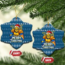 Gold Coast Titans Christmas Ceramic Ornament Australian Rugby Fans - Pixelated Ugly Xmas Pattern Mascot Santa