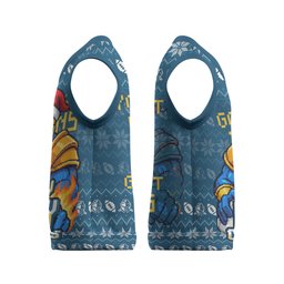 Personalized Gold Coast Titans Christmas Knitted V-Neck Vest Australian Rugby Fans - Pixelated Ugly Xmas Pattern Mascot Santa