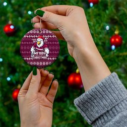 Sea Eagles Christmas Ceramic Ornament Australian Rugby Fans - Pixelated Ugly Xmas Pattern Mascot Santa