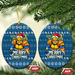 Gold Coast Titans Christmas Ceramic Ornament Australian Rugby Fans - Pixelated Ugly Xmas Pattern Mascot Santa