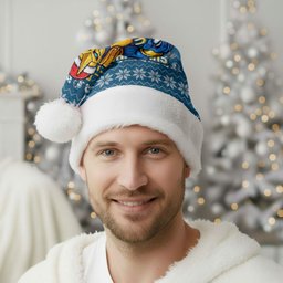 Gold Coast Titans Christmas Santa Hat Australian Rugby Fans - Pixelated Ugly Xmas Pattern Mascot Santa