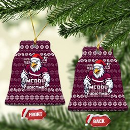 Sea Eagles Christmas Ceramic Ornament Australian Rugby Fans - Pixelated Ugly Xmas Pattern Mascot Santa